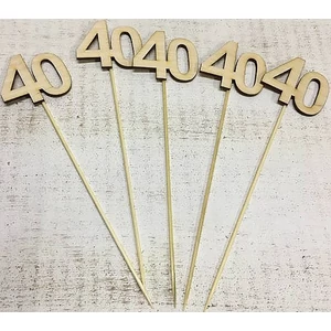 Fa felirat számok 40 évfordulós szám pálcikán 5cmx3mm 5db/cs