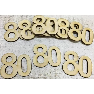 Fa felirat számok 80 évfordulós, szülinapi számok 5cmx3mm 10db/cs