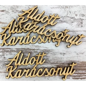 Fa felirat tábla Áldott Karácsonyt 10cm 3db/cs