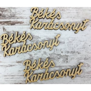Fa felirat tábla Békés Karácsonyt 10cm 3db/cs