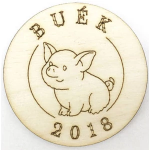Fa felirat tábla BUÉK malacos kerek 4, 5cm
