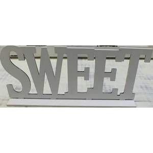 Fa felirat tábla fehér SWEET talppal 25x10cm