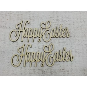 Fa felirat tábla Happy Easter 15cmx6cmx3mm 2db/cs