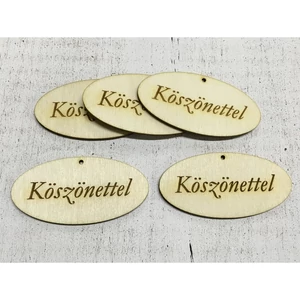 Fa felirat tábla Köszönettel ovál 4cmx8cmx3mm 5db/cs