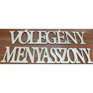 Fa felirat tábla Menyasszony - vőlegény 37cmx7cmx3mm