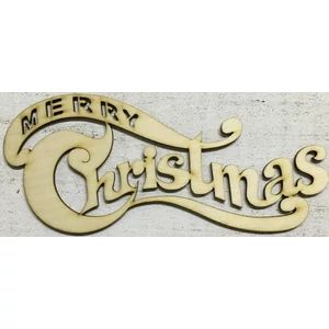 Fa felirat tábla Merry Christmas 8, 8x20cm íves