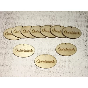 Fa felirat tábla Óvónéninek ovál 4cmx2.5cmx3mm 10db/cs