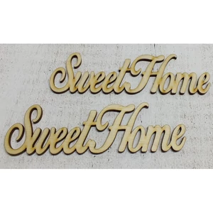 Fa felirat tábla Sweet Home 15cmx4cmx3mm 2db/cs