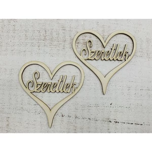 Fa felirat tábla Szeretlek szív forma 10cmx3mm 2db/cs