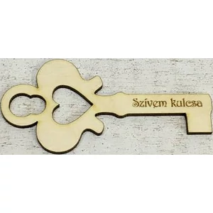 Fa felirat tábla Szívem kulcsa 10cmx3mm 
