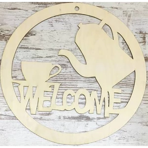 Fa felirat tábla Welcome coffee keretben 25cm