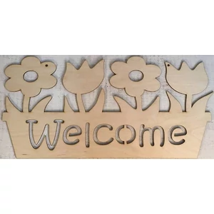 Fa felirat tábla Welcome virágos 50x24.5cm 