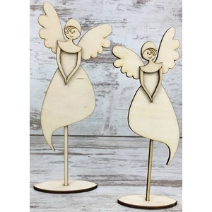Fa figura angyal szett kreatív - lapra szerelt 19.5x7cm 2db/cs