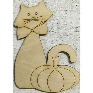Fa figura cica tökkel 11, 8x15cm Halloween 