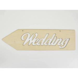 Fa figura felirat nyíl Wedding" 50x19cm - balra mutató