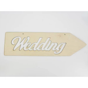 Fa figura felirat nyíl Wedding" 50x19cm - jobbra mutató