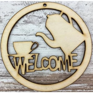 Fa figura felirat Welcome coffee 10cm