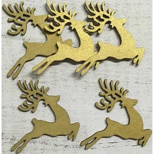 Fa figura festhető ugró szarvas arany 7cm 5db/cs
