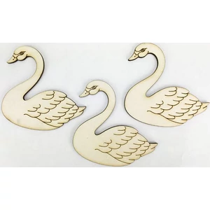 Fa figura hattyú gravírozott natúr 8cm 3db/cs