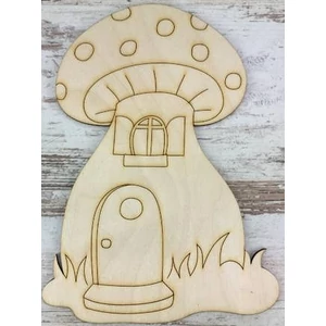 Fa figura házikó Fa gombaház 20x14.5cm GRAVÍROZHATÓ!