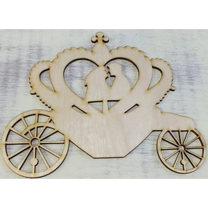 Fa figura hintó esküvői párral 14x17cm