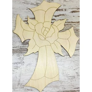 Fa figura kereszt rózsás 45x32.5cm