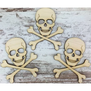 Fa figura koponya csonttal 'Jolly Roger' 7cmx8.5cm 3db/cs