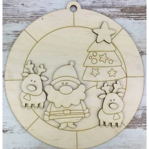 Fa figura koszorú Mikulás és barátai 25, 5cm