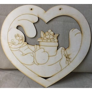 Fa figura nyuszi szívben húsvéti dísz 25cmx24cm