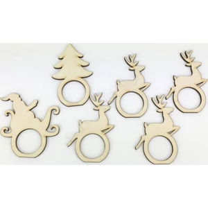 Fa figura szalvéta gyűrű szett natúr, 9x5x0, 3cm-es (6db/csomag) karácsonyi CRL6038