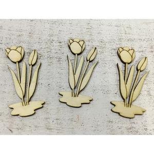 Fa figura tulipán natúr virág 7cmx3cmx3mm 3db/cs