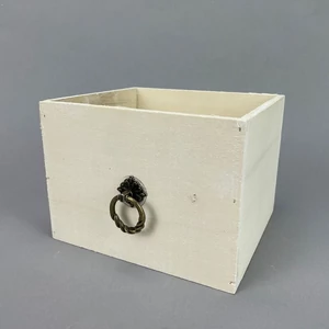 Fa fiók fehér 15x13cm négyzet, fém fogantyúval