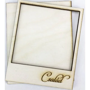 Fa fotókeret hátlappal polaroid fényképkeret "Család 9x11cm