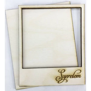 Fa fotókeret hátlappal polaroid fényképkeret "Szerelem 9x11cm