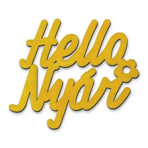 Fa felirat színes Sárga, Hello nyár felirat 11x11cm