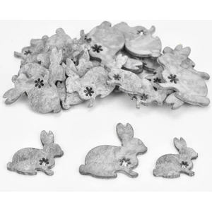 Dekor nyúl mini fa 4cm virágmintás szürke, 30db/csomag [5998997743336]