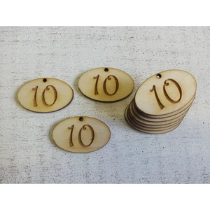 Fa natur tábla 10 évfordulós ovál 4cmx2.5cm 10db/cs