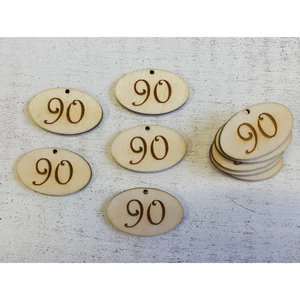 Fa natur tábla 90 évfordulós ovál 4cmx2.5cmx3mm 10db/cs