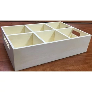 Fa rekeszes tároló natúr 24x16x6cm-es 6rekeszes teás GRAVÍROZHATÓ!