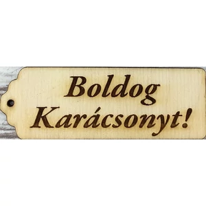 Fatábla felirat Boldog karácsonyt! hosszúkás 8x2,8cm 5db/cs