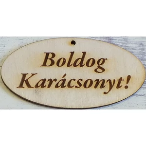 Fatábla felirat Boldog karácsonyt ovális 4x8cm 5db/cs