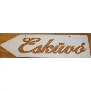 Fatábla felirat Esküvő nyíl - balra mutató 50cm