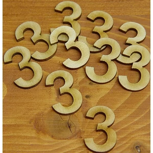 Fatábla felirat, Fa figura 3 natúr szám 3cm 10db/cs