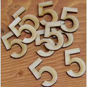 Fatábla felirat, Fa figura 5 natúr szám 3cm 10db/cs