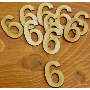 Fatábla felirat, Fa figura 6 natúr szám 3cm 10db/cs