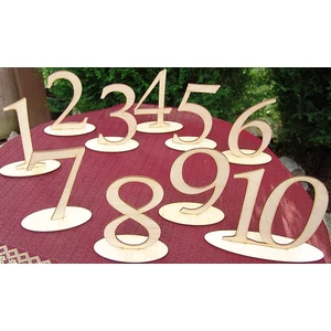 Fatábla felirat, Fa figura állítható asztalszám 1-10-ig 15cm 