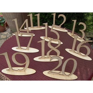 Fatábla felirat, Fa figura állítható asztalszám 11-20-ig 15cm 