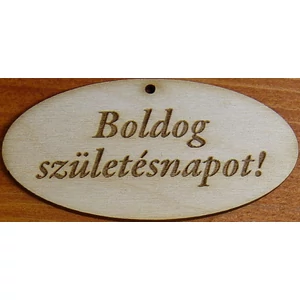 Fatábla felirat, Fa figura Boldog Születésnapot! 4x8cm 5db/cs