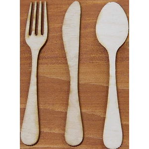 Fatábla felirat, Fa figura Evőeszközök 2x10cm 3db/cs