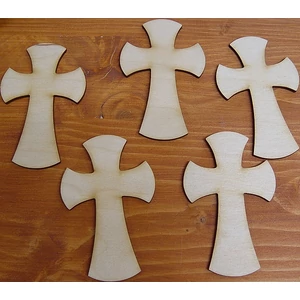 Fatábla felirat, Fa figura kereszt 10x6, 5 cm 5db/cs